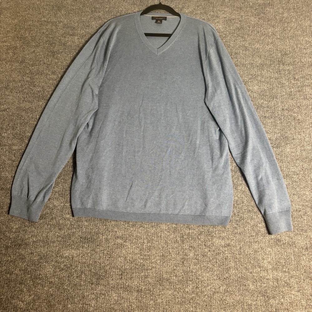 Banana Republic V-Neck Sweater Mens Tall XL Blue Silk Cashmere Pullover Luxury - Picture 1 of 9